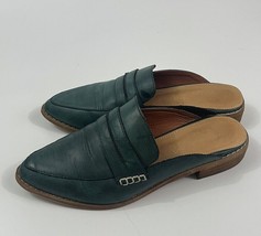 Mi.iM Miim Turquoise Green Genuine Leather Real Wood Mules Slide Women&#39;s... - $23.75
