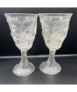 Skull Skeleton Goblet Cup Plastic Haunted Halloween Rare Clear lot 2 - $7.70