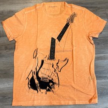 John Varvatos Star USA Men&#39;s Stone Wash Orange Broken Guitar Graphic T-S... - $37.98