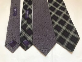 Lot 2 Ralph Lauren Purple Label  100% Silk Tie  Neckties Hand Made in Italy - £62.51 GBP