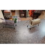 Vtg Pair Desk Dog Wire Spiral Coil Metal Letter Holder MCM Wellsville Lu... - $29.69