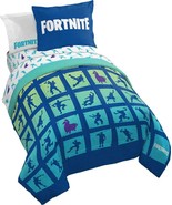 Twin Bedding Set Fortnite 5-Piece Bed in a Bag Blue Reversible Comforter... - £74.86 GBP