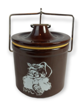 Vintage Santa Claus Brown Stoneware Cheese Crock w/Locking Lid (Christmas 1990) - £19.77 GBP