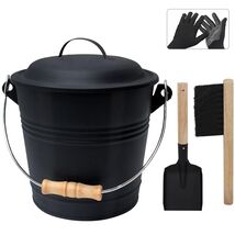Elegant 1.3 Gallon Metal Ash Bucket with Lid &amp; Tools - Perfect for Firep... - $57.37