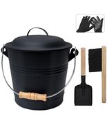 Elegant 1.3 Gallon Metal Ash Bucket with Lid & Tools - Perfect for Fireplaces