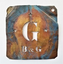1800s antique B&amp;G with stars G BRASS STENCIL 9&quot; ad sack crate SIGN - £177.60 GBP