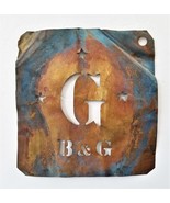 1800s antique B&amp;G with stars G BRASS STENCIL 9&quot; ad sack crate SIGN - £174.95 GBP