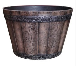 Outdoor Flower Pot Whiskey Barrel 14.75 in m8 - £119.06 GBP