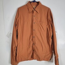 Mens Mountain Hard Wear Long Sleeve Orange Striped Button front Shirt Si... - $24.03