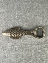 Vintage 1960s Cast Iron Metal Bottle Opener Fish Shaped Handle Art Decor 23 - £18.49 GBP