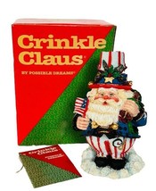Crinkle Claus Santa Figurine Christmas Possible Dreams vtg American Flag USA box - £31.54 GBP