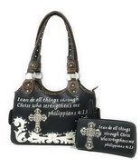 Cross Collection Conceal Carry Shoulder Handbag Western Purse & Matching Wallet - $48.99