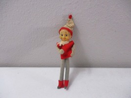 Vintage Christmas Red Gray Santa Pixie Elf Doll ornament noel japan nice - £31.64 GBP