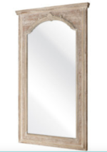 NEW French Farmhouse Washed Wood Vanity Wall Desk Leaner Mirror Arch Fretwork - $484.11