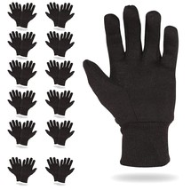 1 Dozen Brown Jersey Work Gloves for Men&#39;s Large Fits All 12 Pairs - £12.07 GBP