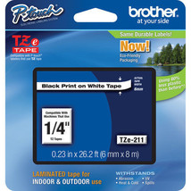 Brother TZ211 TZe211 6mm P-touch black on white PT1290RS PTH100 PTH300 PTH300LI - £24.37 GBP