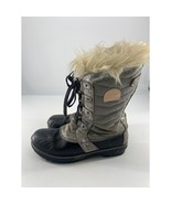 Sorel Quilted Winter Boots Womens Size 7 Gray Black Fur Warm Waterproof ... - $46.84 CAD