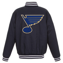NHL St. Louis Blues  Poly Twill Jacket Embroidered Patch Logos JH Design Navy - £104.23 GBP