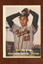 Vintage 1957 Baseball Card TOPPS #68 RAY CRONE Milwaukee Braves Pitcher - £9.06 GBP