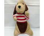 Vintage Red And White Striped Light Brown Puppy Dog With Tongue Out Plush  - £41.81 GBP