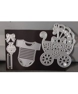 Metal Die Cut Emboss Stencils 3pc Baby Stroller Rattle Outfit Crafting - $14.00