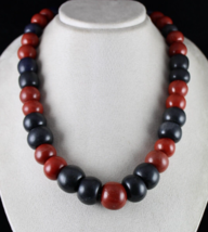 Natural Black Jade Red Jasper Beads Round 1 L 1790 Carats Ladies Silver Necklace - £242.87 GBP