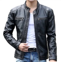 Streetwear Zipper Design Mandarin Collar Genuine Leather Jacket - £132.90 GBP