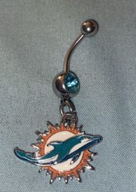 Miami Dolphins Dangle Dolphin NFL 14 Gauge Belly Button Ring Surgical  S... - £6.08 GBP