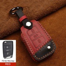 Handmade Leather Key Case Cover Remote  for VW Golf  Tiguan SkodaOctavia Kodiaq  - £84.78 GBP