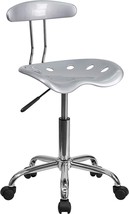 Flash Furniture Vibrant Silver And Chrome Swivel Task Office Chair With Tractor - £98.50 GBP
