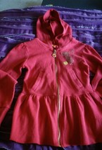 Apple Bottoms Hooded Zip Front Red Dress Girls Size Medium Long Johns Lo... - £8.17 GBP