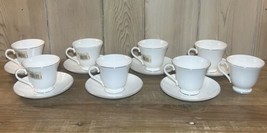 Wedgwood Signet Platinum Bone China 15 Piece Set ~ 8 Cups &amp; 7 Saucers England - £67.25 GBP