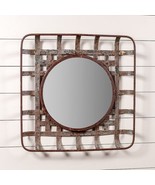 Rustic Tobacco Basket Wall Mirror in distressed metal - 24 inch - £70.76 GBP