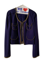 Gianni Bini Jacket M cropped purple chain long sleeve pockets epaulets m... - $39.59