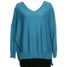 Eileen Fisher Azure Blue Fine Merino Wool Jersey Box Sweater Pl - £86.19 GBP