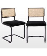 Zesthouse Dining Chairs Set Of 2, Velvet Rattan Side Chairs With Cane, B... - £183.99 GBP