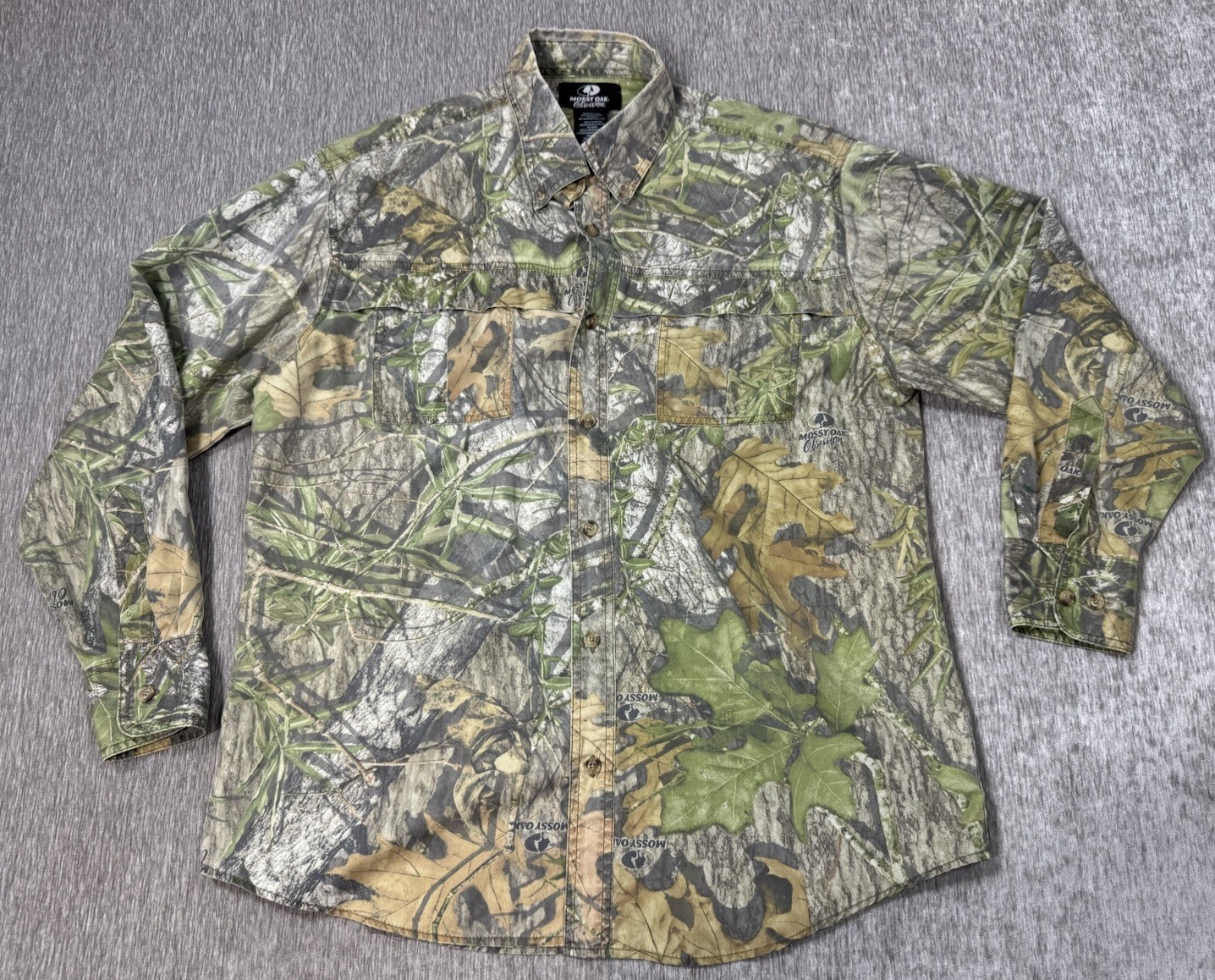 MOSSY OAK Camo Shirt Mens Large Obsession Hunting Button Performance Lig... - $27.71