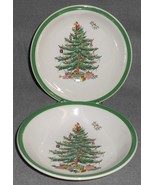 Set (2) Spode CHRISTMAS TREE PATTERN Green Trim 6 1/4&quot; CEREAL BOWLS - $69.24 CAD
