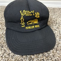 Vintage trucker hat black yellow Valley Vans Puyallup, WA daffodil foam lined - £30.50 GBP