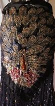 BLACK TRIBAL GYPSY BOHEMIAN DELUXE BEADED PEACOCK HIP SCARF ATS REN PIRATE - $1,838.52 MXN