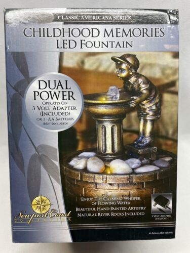NEW Classic Americana Series Bronze Childhood Memories 8" LED Relaxing Fountain - $20.89