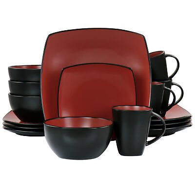 Primary image for Gibson Elite Soho Lounge 16 pc Matte Glazed Stoneware Dinnerware Set in Red