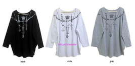 Japan Oversized Big Necklace Print Tunic Knit Shirt! Free US Shipping - £8.70 GBP+