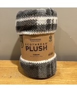 Berkshire Ecothread Plush Oversize Throw 50”x70” Buffalo Check Gray White - $29.69