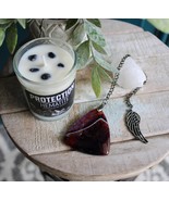 Protection Candle and Burgundy Agate Stone Meditation Set with Angel Win... - $1,120.02 MXN