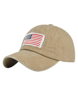 HOT Khaki US Flag Dyed Washed Retro - Plain Polo Patriotic Baseball Cap Hat - £12.72 GBP