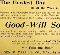 Good Will Soap George Marsh 1894 Advertisement Victorian Hygiene 4 ADBN1k - $19.99