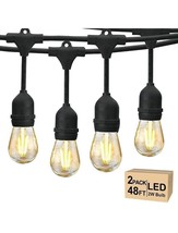 96FT Outdoor String Lights, Patio Lights with 30 2W Antique S14 LED Plastic Bulb - £38.33 GBP