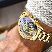 Top Brand Luxury Men&#39;s Fashion Watch Stainless Steel Strap Hollow Quartz - £21.56 GBP