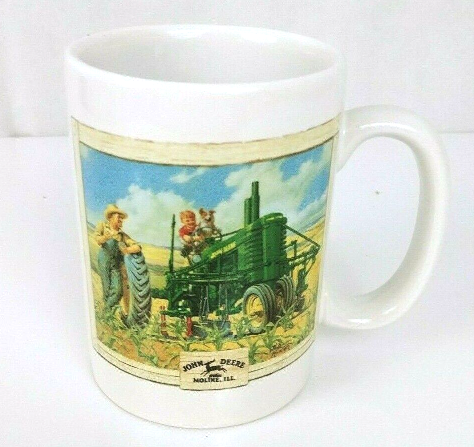Vintage John Deere Tractor Boy & Dad On Tractor & Fishing Moline, IL. Coffee Cup - £7.62 GBP